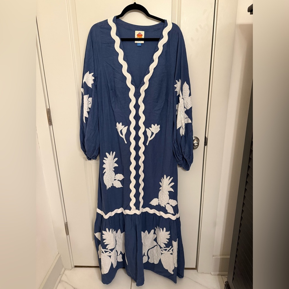 Blue and White Floral Maxi Dress